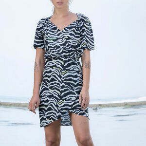 K & I Kaleidoscope Zebra Print Sequined Dress, size S